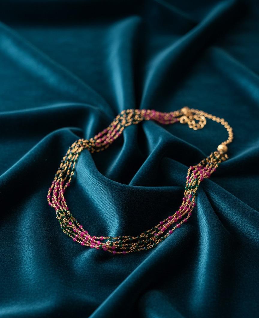 5 layer premium peachy green perl mala